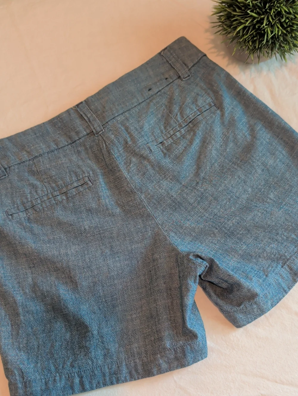 J. Crew Heathered Blue Linen Like 100% Cotton Casual Shorts